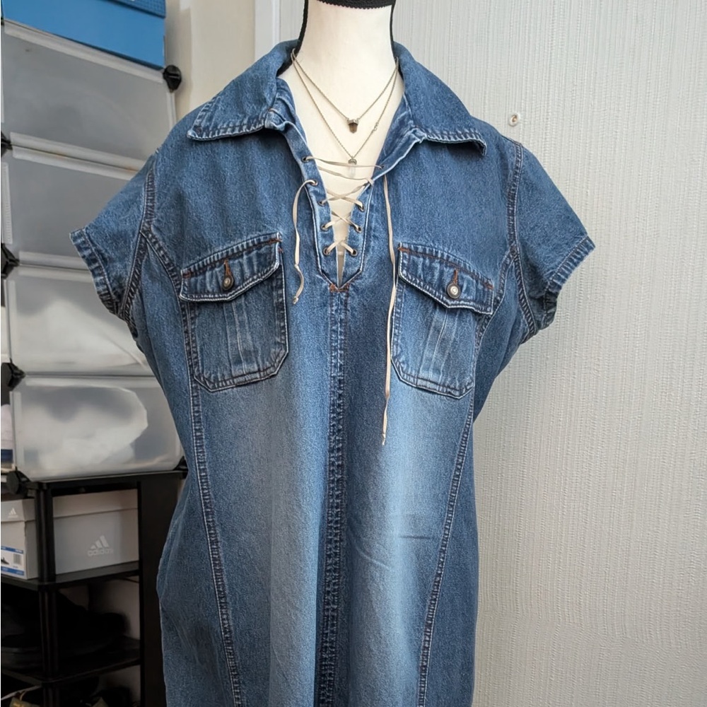 Faded Glory Blue Denim Midi Dress